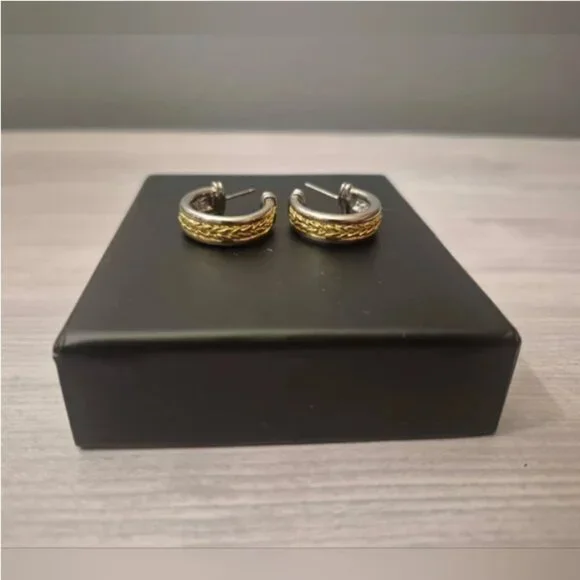 ✨ Vintage Chico’s Two-Tone Braided Hoop Earrings - Picture 5 of 8